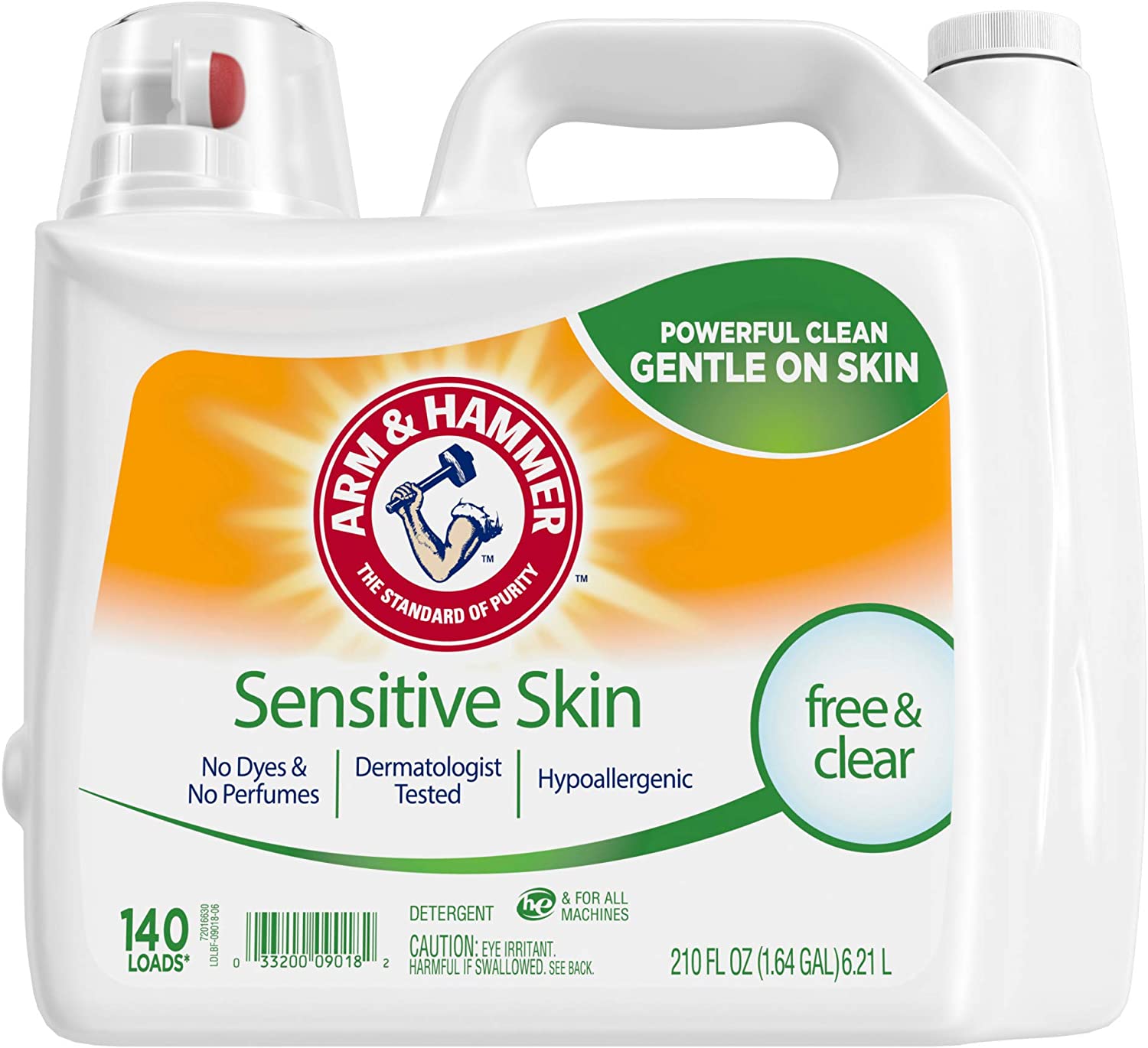 Arm & Hammer Sensitive Skin Free & Clear, 140 Loads Liquid Laundry Detergent, 210 Fl oz
