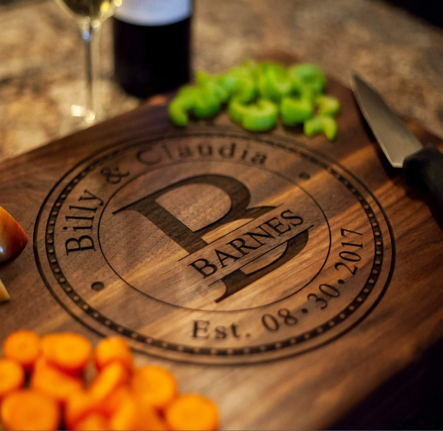 Personalized Cutting Board, USA Handmade Cutting Board - Personalized Gifts - Wedding Gifts for the Couple, Engagement Gifts, Gift for Parents