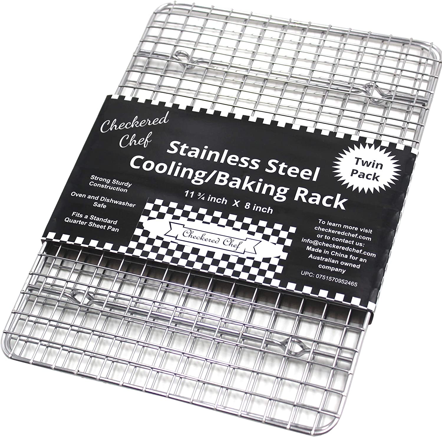 Checkered Chef Cooling Racks For Baking - Quarter Size - Stainless