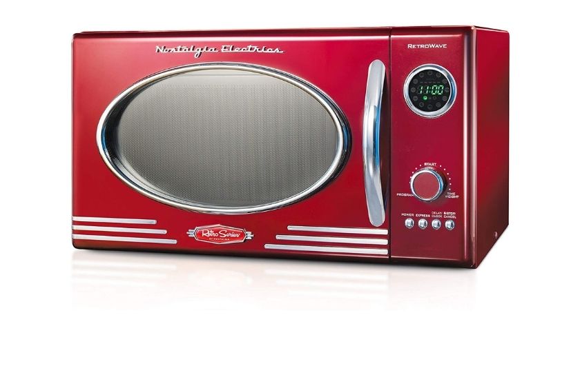 vintage microwave in red
