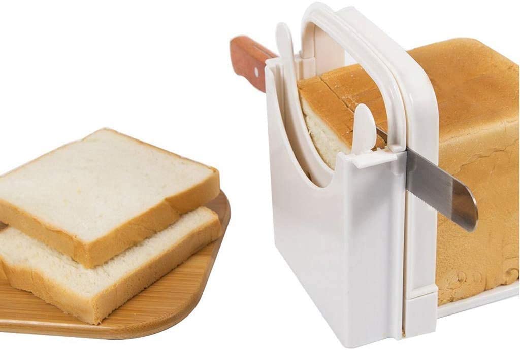 Bread Slicer, Folding Bread Toast Slicer Bagel Loaf Slicer Sandwich Maker Toast Slicing Machine with 5 Slice Thicknesses