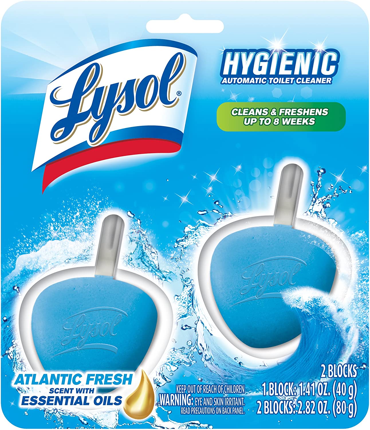 Lysol Hygienic Automatic Toilet Bowl Cleaner, Atlantic Fresh 4ct (2X2ct)