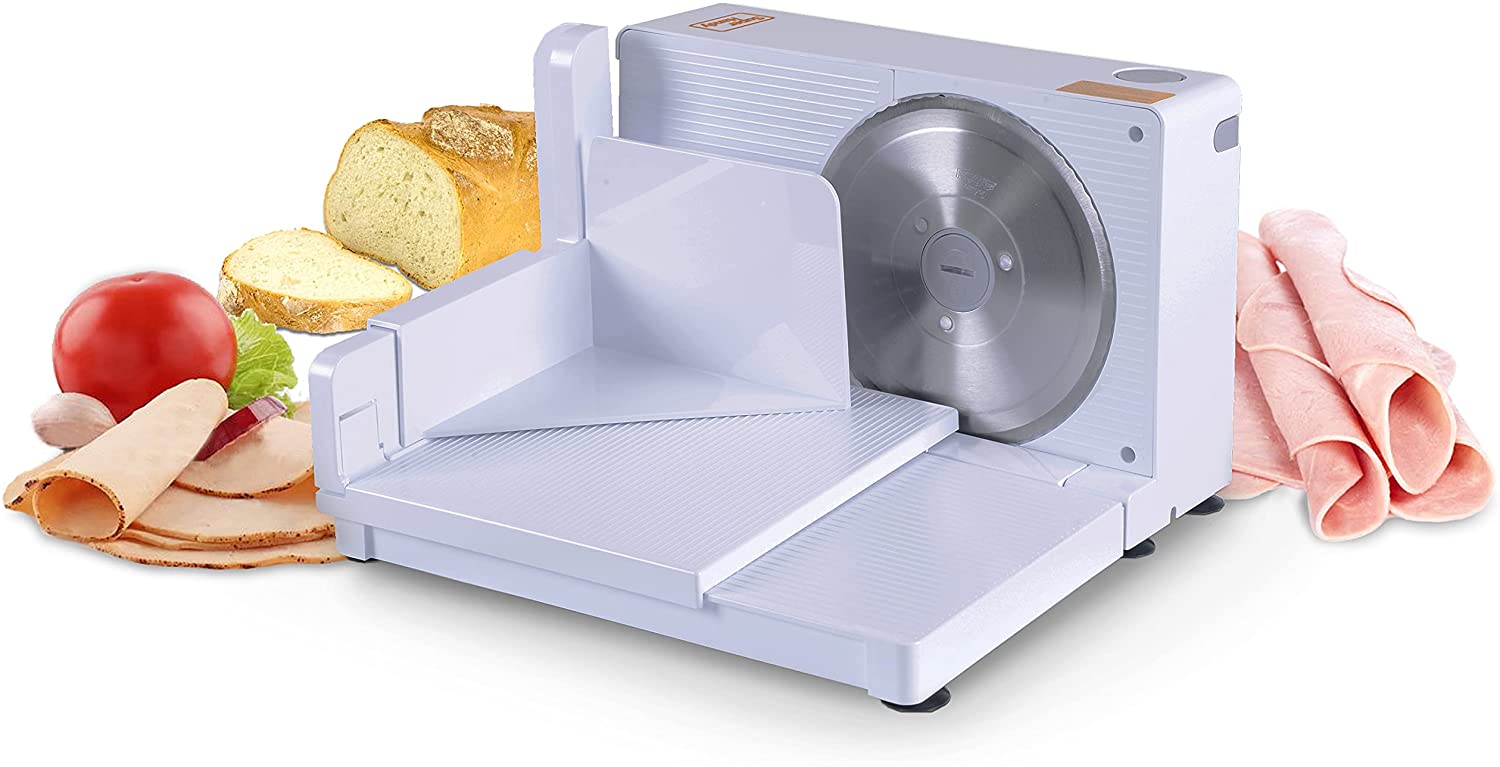 SuperHandy Meat Slicer Electric Food Deli Bread Cheese Portable Collapsible 6.7 inch Stainless Steel RSG Solingen Blade