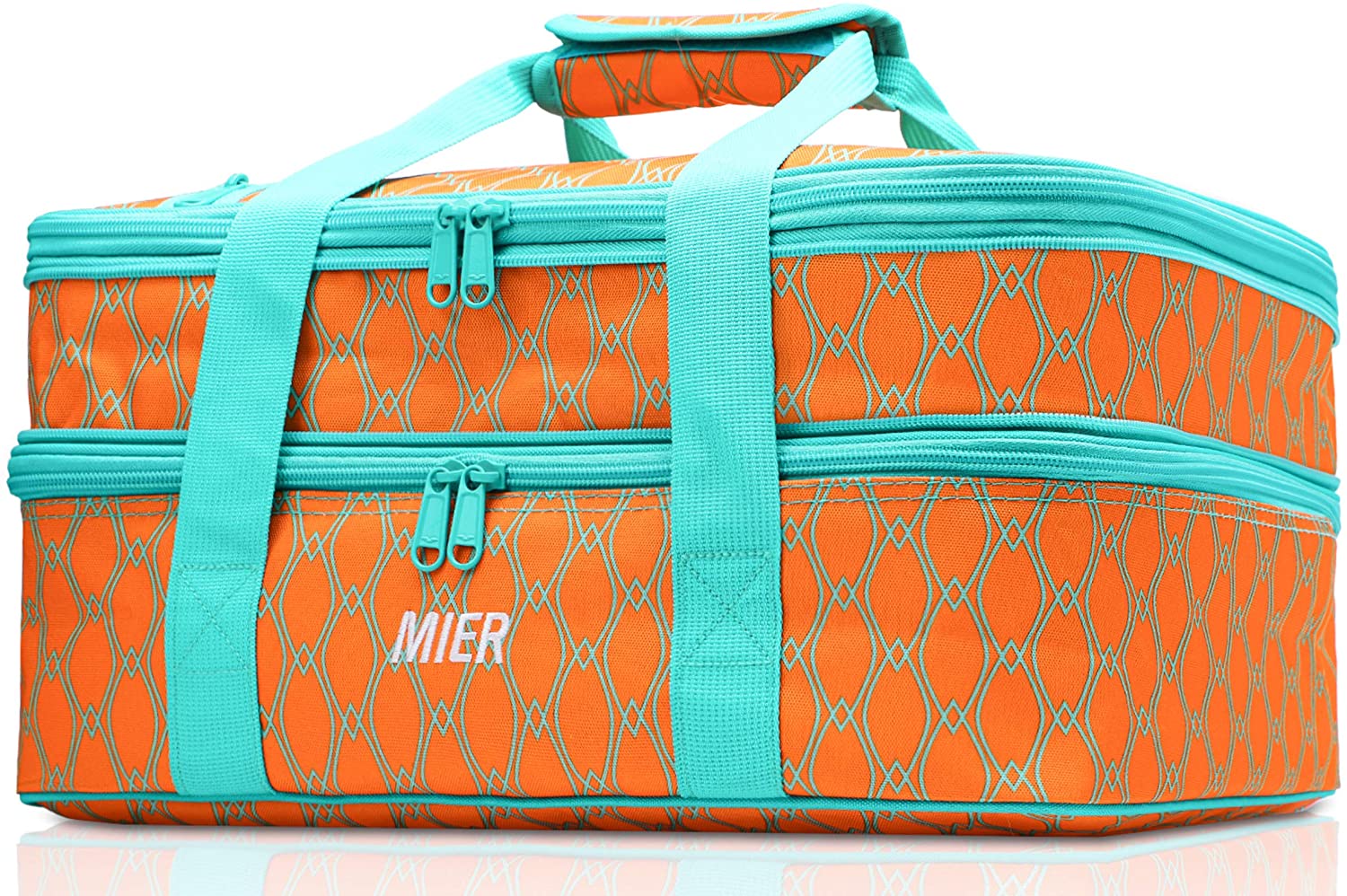 MIER Insulated Double Casserole Carrier Thermal Lunch Tote