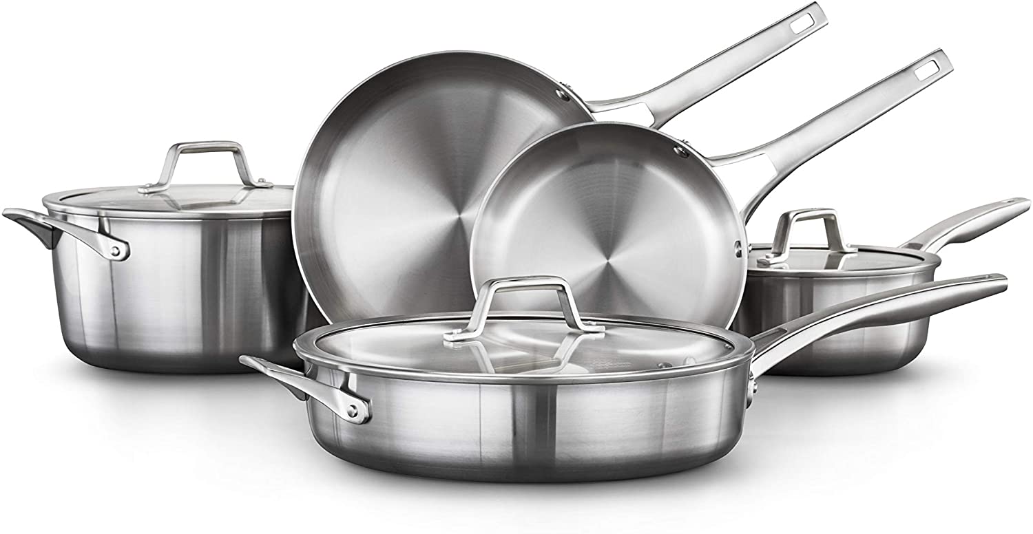 Calphalon Premier Stainless Steel Pots and Pans, 8-Piece Cookware Set
