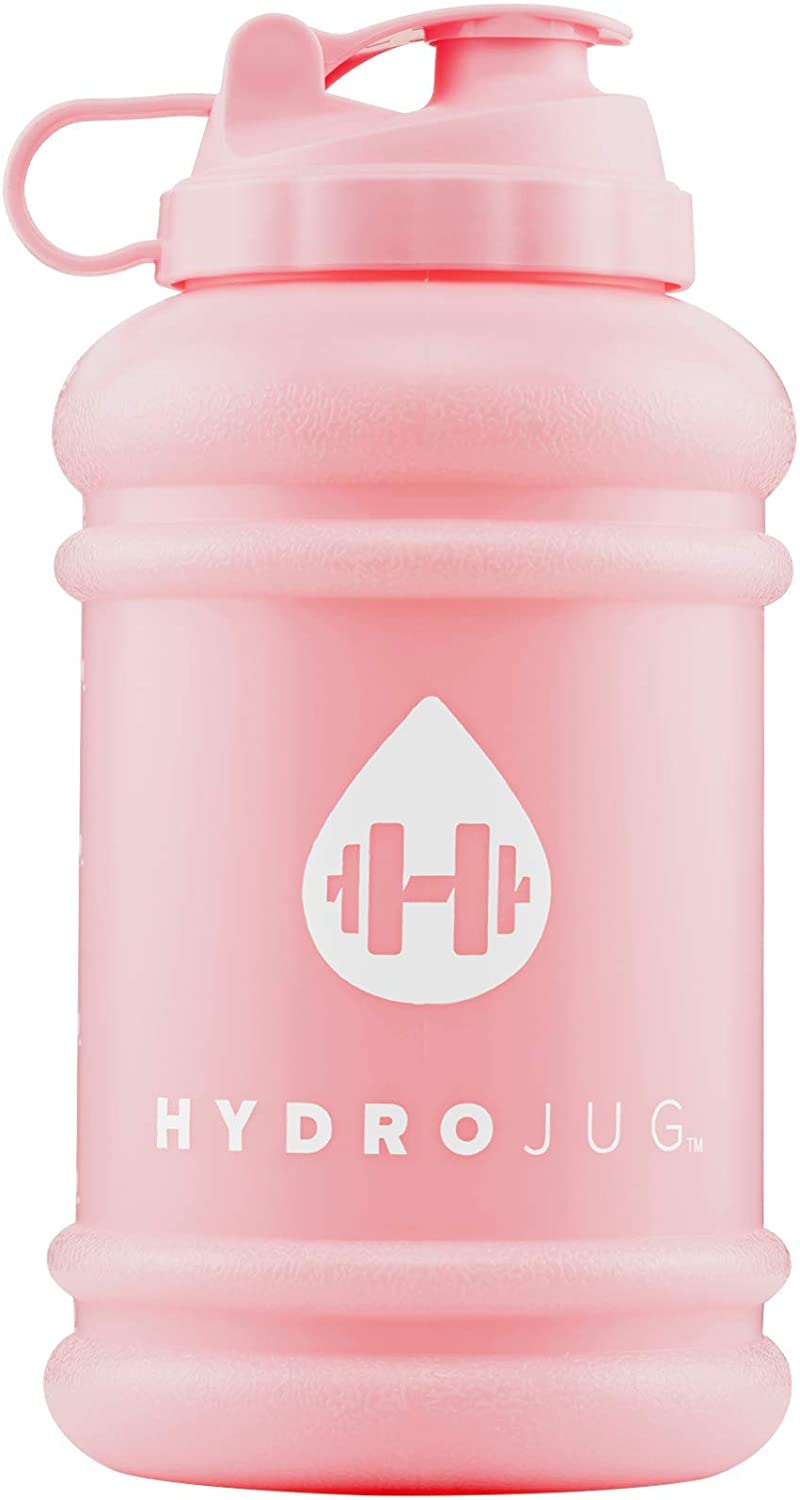 HydroJug 64oz Half Gallon Water Bottle with Integrated Handle Reusable Durable BPA Free Plastic with Integrated Handle and Carry Loop Gallon Bottle Hydro Jug (Light Pink)