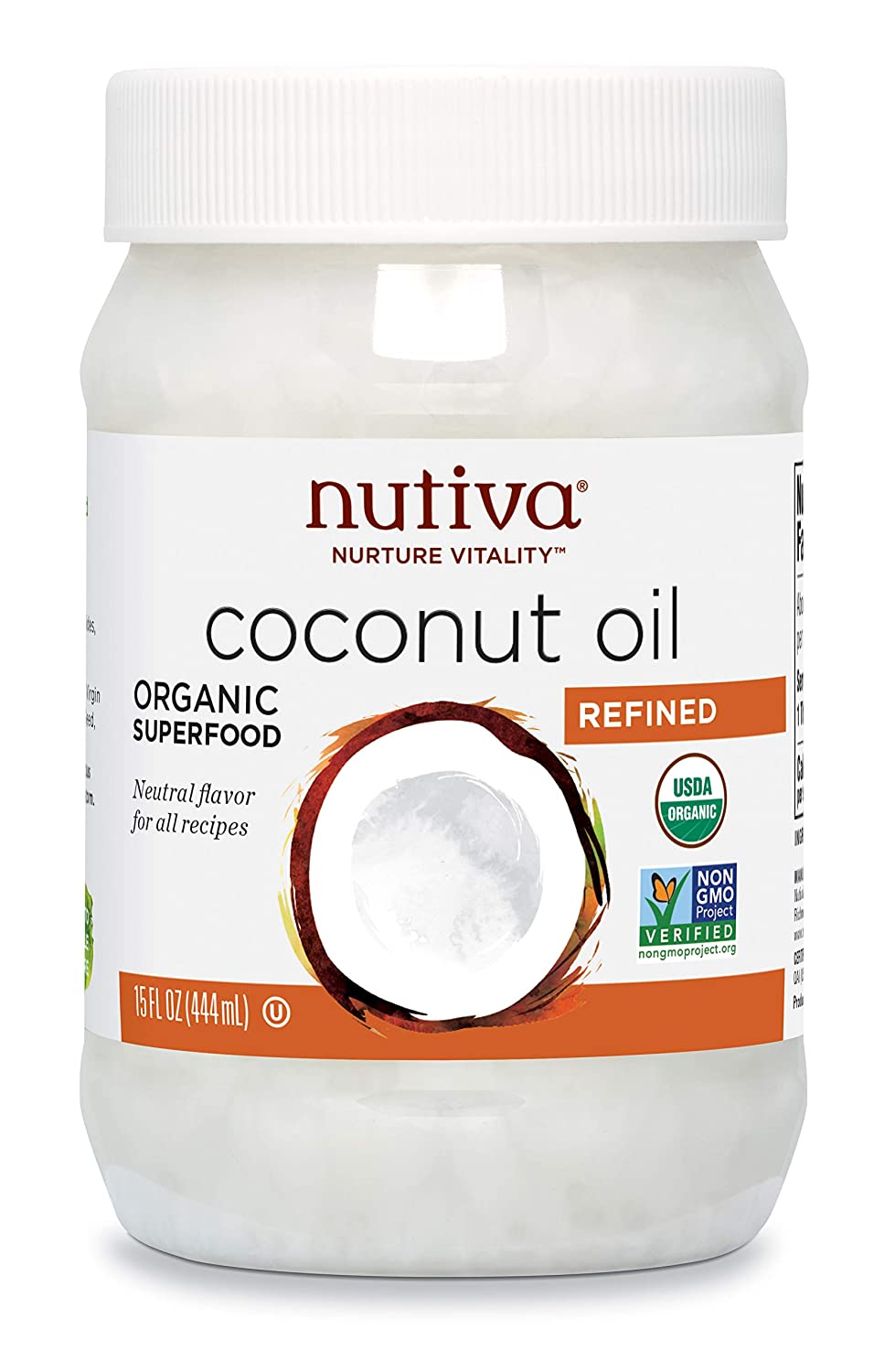 Nutiva Organic Steam-Refined Coconut Oil, 15 Fluid Ounce