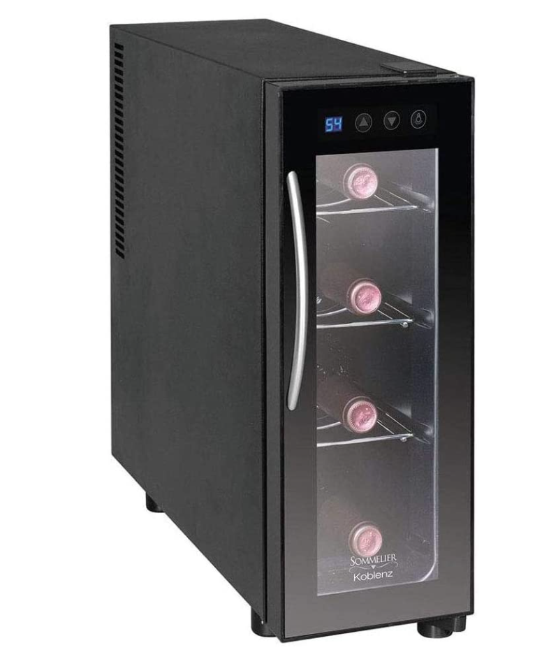 Koblenz 4-Bottle Free Standing Single Zone Fridge and Chiller Wine Cooler, One Size, Black