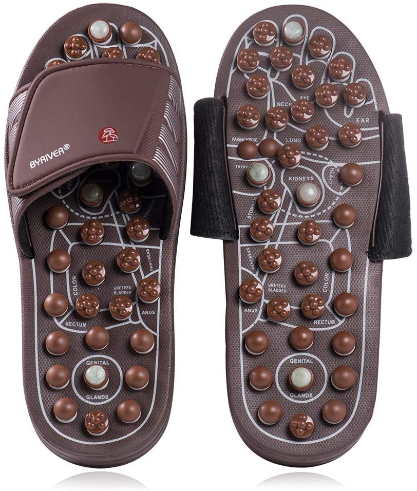 BYRIVER Portable Compact Travel Foot Massager, Acupuncture Massage Flip Flops Slippers Relaxation Tools, Gift for dad mom(03M)