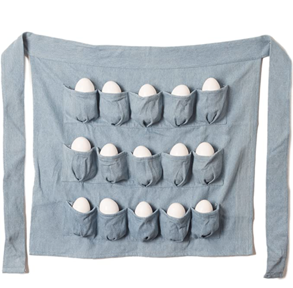 Denim Chicken Egg Apron, 15 POCKETS! Men and Women Egg Gathering and Collecting Apron