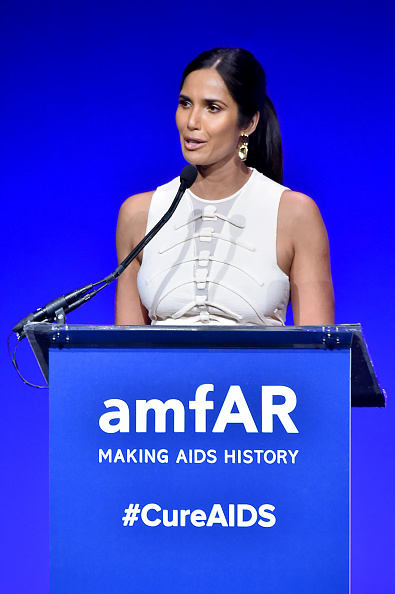 NEW YORK, NEW YORK - FEBRUARY 05: Padma Lakshmi speaks onstage at the 2020 amfAR New York Gala at Cipriani Wall Street on February 05, 2020 in New York City.