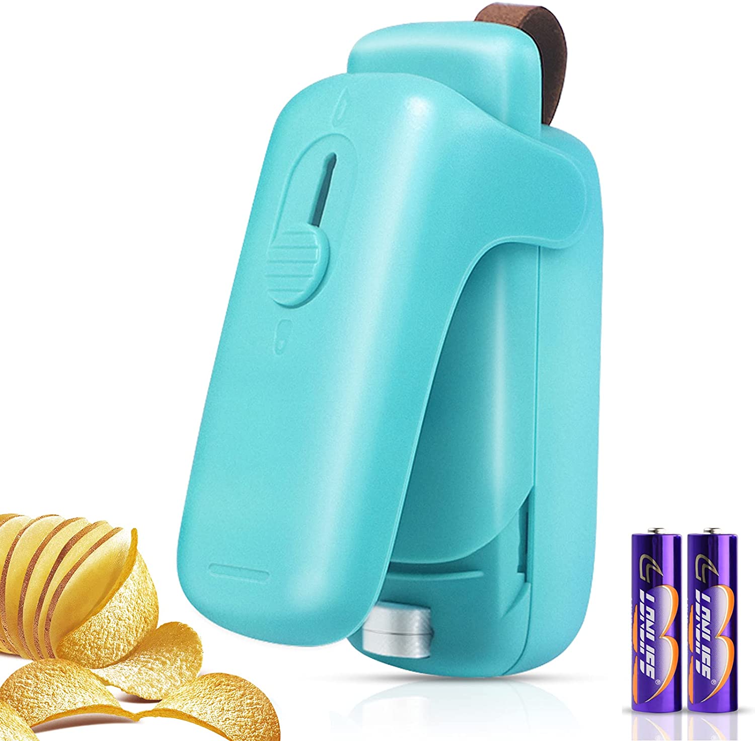LORDSON Mini Bag Sealer, Handheld Portable Bag Heat Vacuum Resealer, 2 in 1 Heat Sealer & Cutter Food Saver Machine for Plastic Bags Snack Cookie Candy Chip Bags (Battery Included)