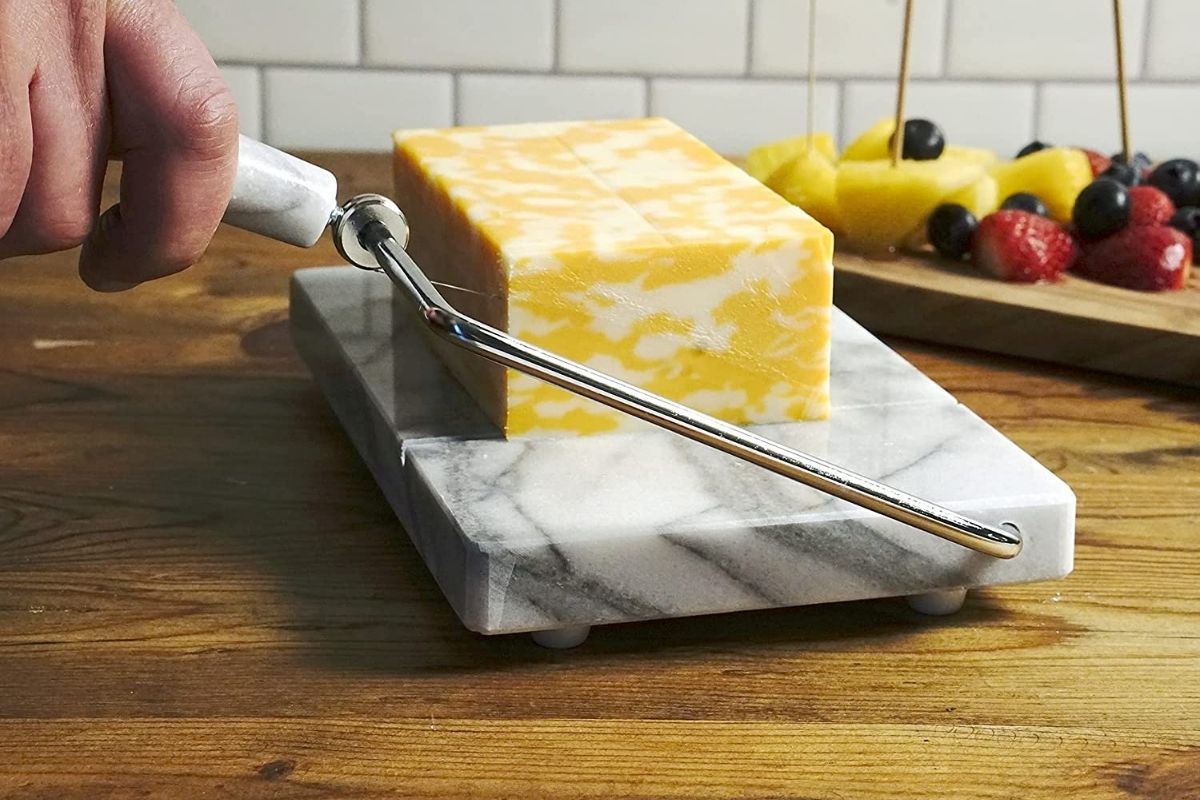 Cheese Slicer with Wire for Block Cheese - Adjustable Cheese Cutter Board  with 5