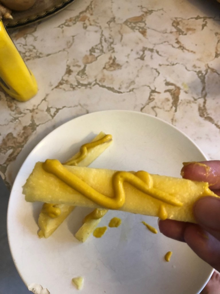 mustard on fruit