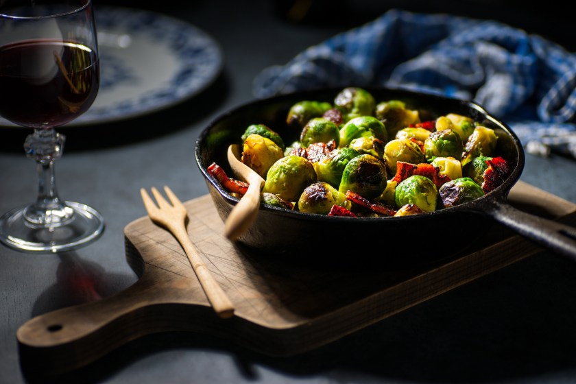 Brussels Sprouts with Char Siu Glazed Bacon