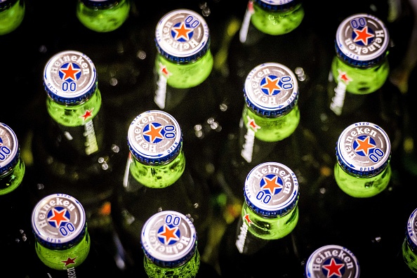 alcohol free beer brand Heineken 0.0 on the conveyor belt
