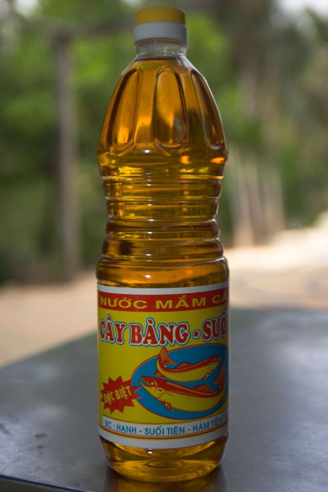 Bottle of nuoc mam fermented fish sauce used widely in Vietnamese cooking.