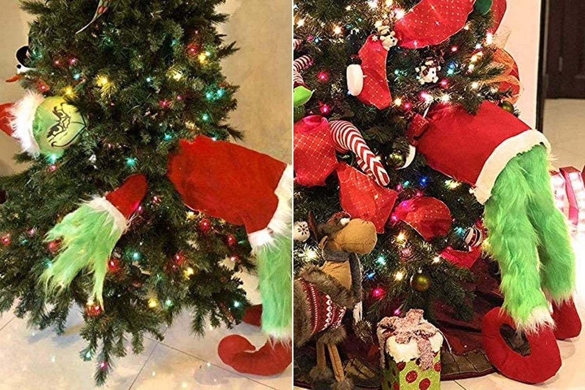 Christmas Decorations,Grinch Christmas Tree,Christmas Tree Topper,Christmas  Decorations Grinch Themed Party Supplies 