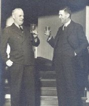 Black and white photo of Duncan Hines with an unidentified man