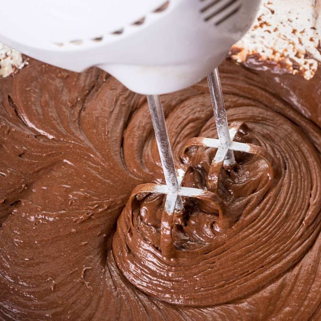 mixing chocolate in a bowl