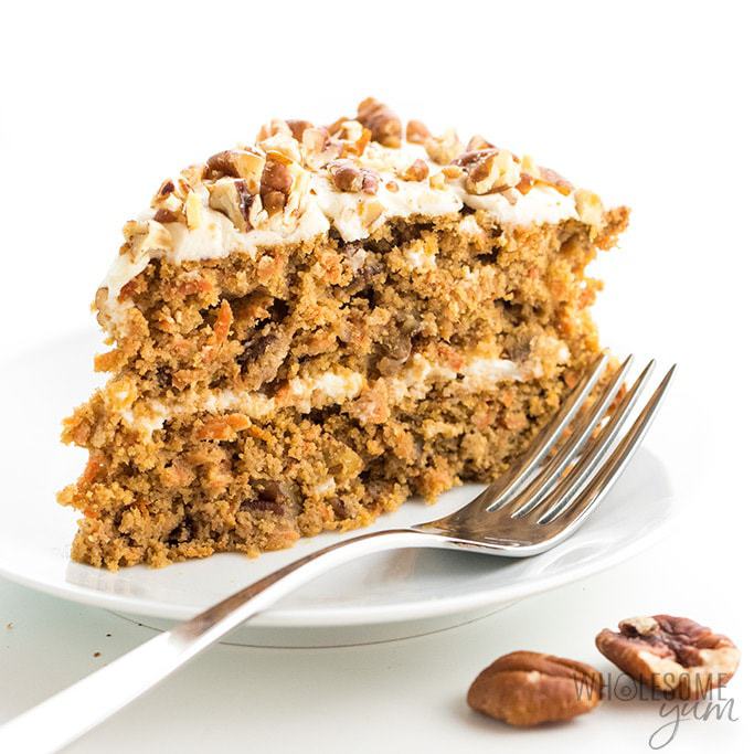 low carb carrot cake on a plate