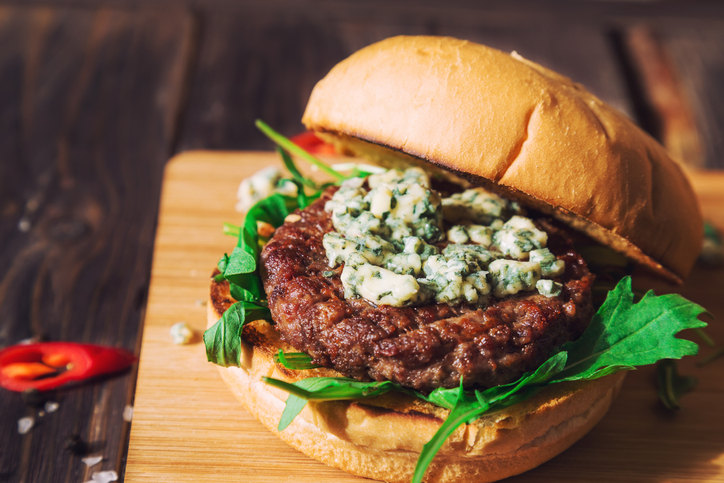 Fresh burger with blue cheese