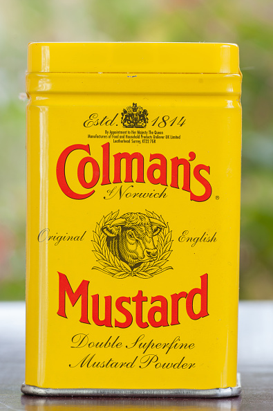 A tin of Colman's mustard powder.
