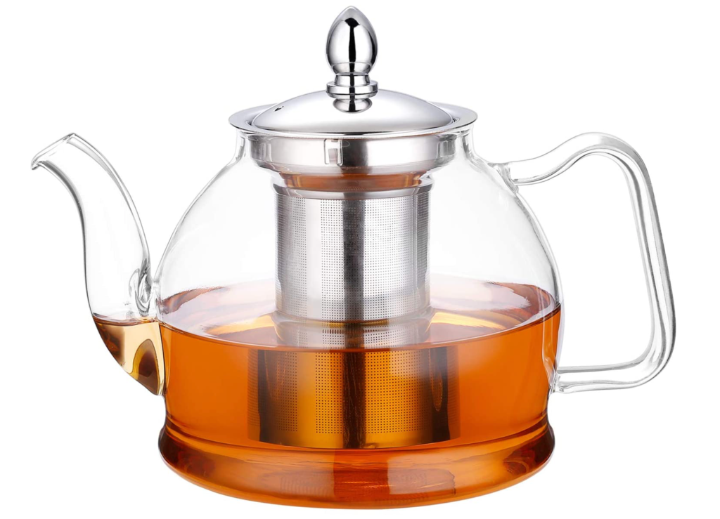glass tea pot and tea infuser