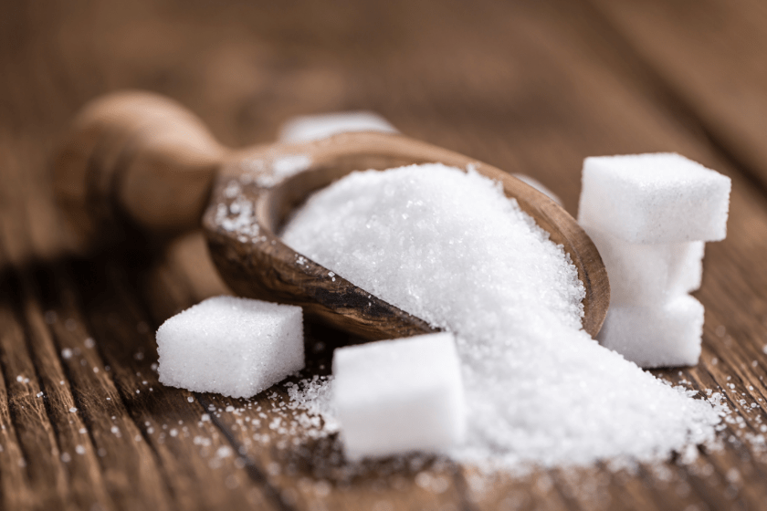 pile of sugar on table