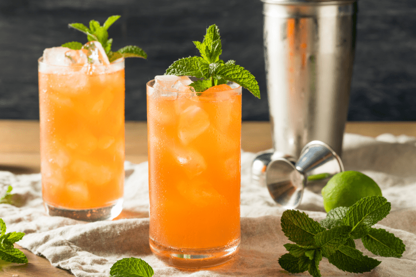 homemade triple sec cocktail in tall glass
