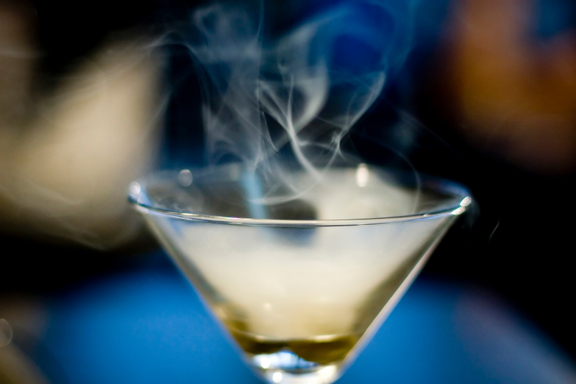 smoked cocktail on dark background