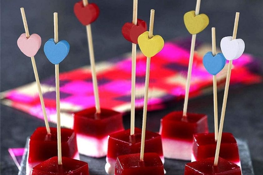 cute toothpicks with hearts on the tips for valentine's day treats (and olives)