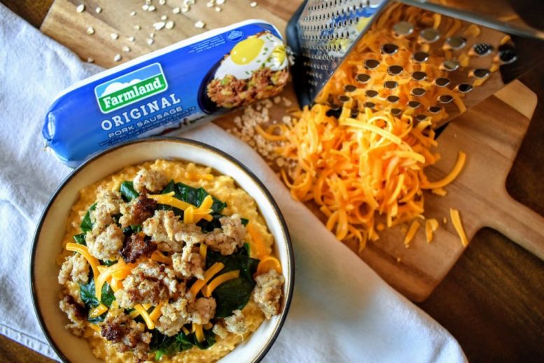 savory cheddar and sausage savory oatmeal from dairy carrie