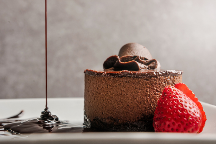 dark chocolate cake with strawberry