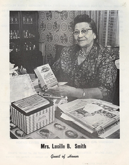 Lucille B. Smith with her hot roll mix and cookbook