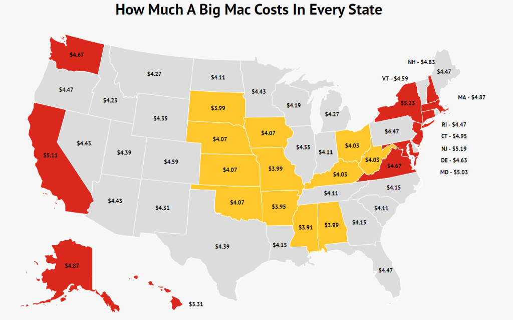 how much a big mac costs in the united states 
