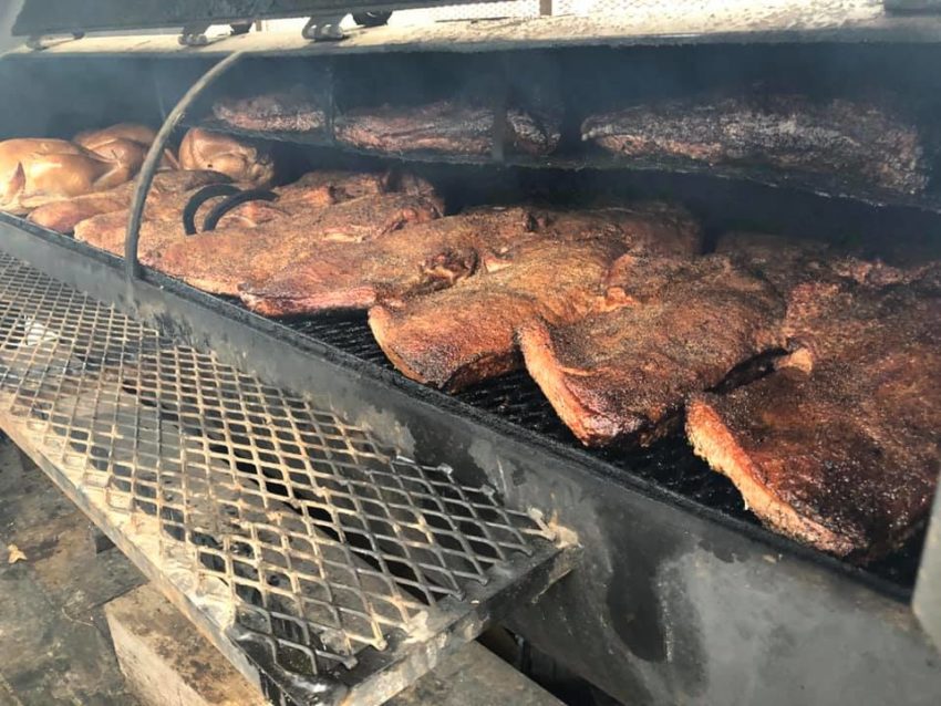 Brown's BBQ smoking brisket