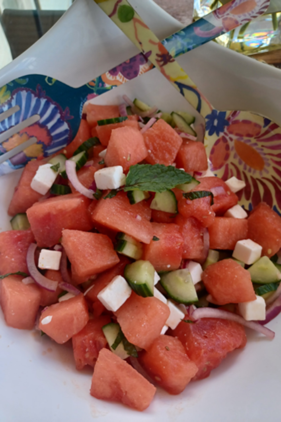 watermelon salad with vegan feta juneteenth menu