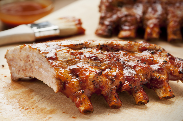 Barbecue ribs on a cutting board 