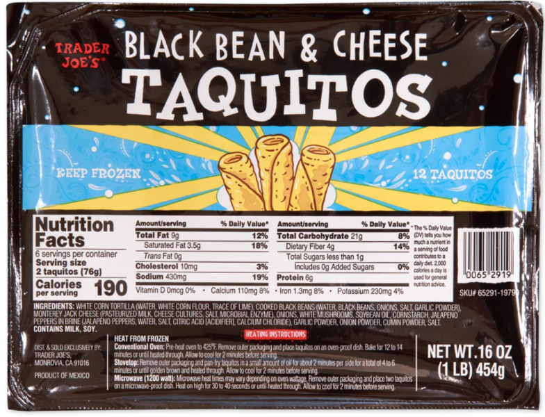 black bean and cheese taquitos