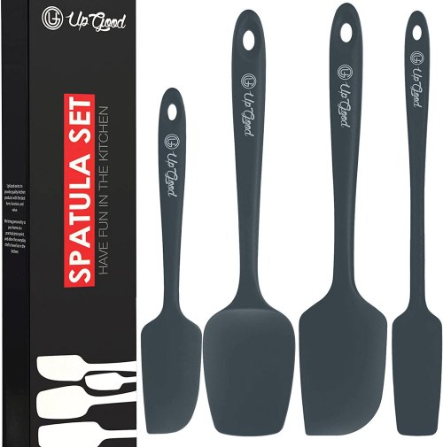 UpGood Silicone Spatula Set 600°F - High Heat Resistant Nonstick, Small and Large Kitchen Spatulas - Flexible BPA Free Professional Grade Cookware - Utensils for Cooking, Baking, Mixing(4 Pcs, Grey)